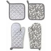 kamelshopping Topflappen 4-tlg. Set: 2 Ofenhandschuhe, 2 Topflappen, Obermaterial Baumwolle, Hochwertige Topfhandschuhe mit Aufhängeschlaufe, für Herd & Backofen