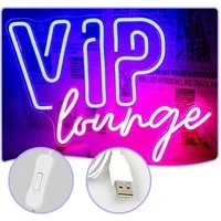 MUPOO Dekofigur VIP Lounge LED Neonschilder als Raumdekor mit USB Ein-/Ausschalter, Acryl LED-Neonschild Wanddekoration