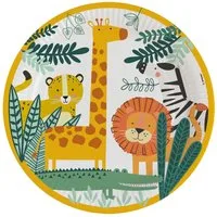 Amscan Pappteller 'Get Wild' Safari, Pappteller Ø22,8cm/8Stk.
