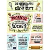 speecheese Magnet Küchen Kühlschrankmagnete 8er Set mit Thema Kochen im handgemalten