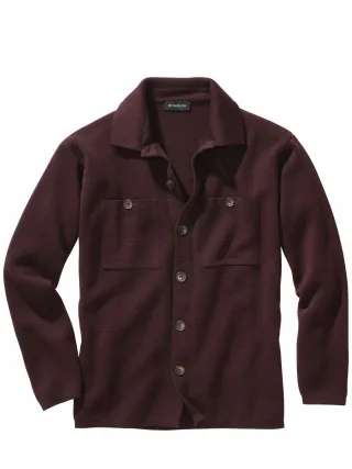 Mey & Edlich Herren Strick-Shacket Punto di Roma Rot 50 % Merinowolle, 50 % Polyacryl