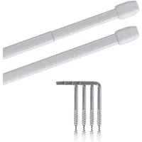 Bestlivings Vitragestange 2er-Pack, Ø 10 mm, 1-läufig, ausziehbar, mit Schraubhaken, verschrauben, Edelstahl, für Küchen- & Bistrogardinen