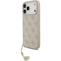 Guess Handyhülle iPhone 17 Pro Max MagSafe Kunstleder rosa mit Kette goldfarbig