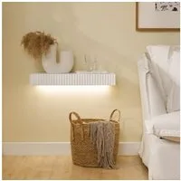 SoBuy Wandregal FHK38, Schweberegal mit Schublade & LED-Bewegungssensor-Licht, Regalbrett 60cm, Wandmontage, Schlafzimmer Flur, batteriebetrieben