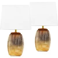 BRUBAKER Tischleuchte Nachttischlampe Gold - Tischleuchte Gold, Ohne Leuchtmittel, Keramikfuß