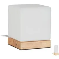 relaxdays Tischleuchte Tischlampe aus Milchglas, Spendet warmes, indirektes Licht, E14-Fassung, max. 40 W, Leuchtmittel nicht enthalten, Warmweiß, Würfel