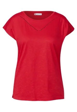 Street One - Shirt mit Dekotape glory red - Gr. - 38