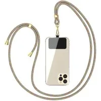 EAZY CASE Handykette Universal für jedes Smartphone zum Umhängen, Universales Handyband mit Carabiner wechselbare Kordel Bunt Clips Gold