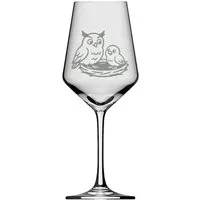 eXODA Weinglas Eule mit Babyküken spülmaschinenfest 350ml, 1-tlg., Glas, Atemberaubende Darstellung