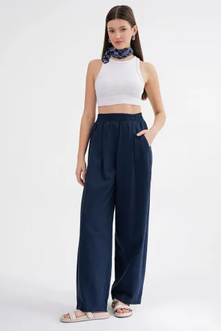Gerade geschnittene Leinenhose