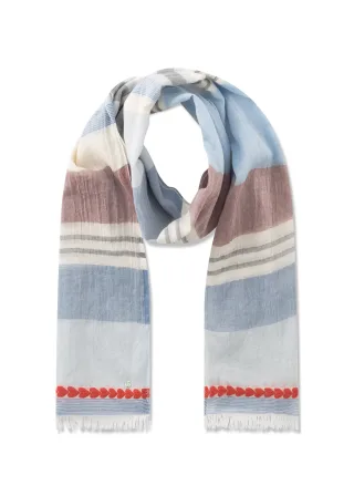 Schal aus Baumwollmischung mit Streifen blau - Gr. - one size