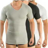 HERMKO Unterziehshirt 4880 (Pack, 3er) kurzarm Shirt V-Neck, 100 % Bio-Baumwolle, körpernahe Passform