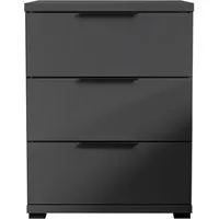 Schlafkontor Nachtkommode Smilla Nachttisch, Nachtkonsole mit Schubkästen, Korpus melaminbeschichtet, silberfarbige oder schwarze Griffe