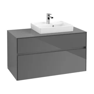 Villeroy & Boch Collaro Waschtischunterschrank C01500FP 100x54,8x50cm, Waschtisch rechts, Glossy Grey