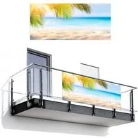 MuchoWow Balkonsichtschutz Tropisch - Strand - Palme (1-St) Balkon Sichtschutz 90x200, Windschutz für Zaun PVC, 200x90 cm