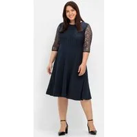 Sheego Etuikleid Abendkleid 3/4-Arm mit floraler Spitze und Chiffon-Ärmeln