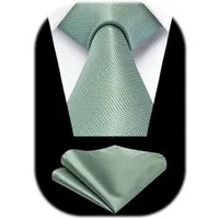 LuxusKollektion Krawatte Krawatte Herren Hochzeit Einstecktuch Set Einheitsgröße Salbeigrün
