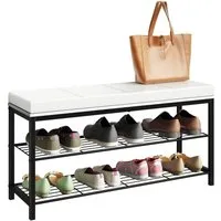 VCM Schuhregal Metall Holz Sitzbank Schuhregal Schuhbank Taliro, 1-tlg., VCM Schuhregal Taliro 48x90x30 cm Metall, Holzwerkstoff