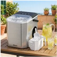 Silonn Eiswürfelmaschine 9 Würfel in 6 Min, 12 kg/Tag, 2 Eisgrößen, Eiswürfelbereiter, Tragbar, Selbstreinigend, Energiesparend, ≤ 45 dB - Für Haushalt, Camping