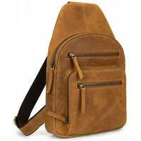 MDM Schultertasche Herren Leder Schultertasche Brusttasche Slingbag Rucksack, 3 verschiedene Lederprägungen, Vintage-Stil, echtes Rindsleder