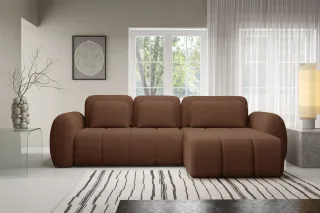 Ecksofa Schlafsofa Sofa CARIA in Stoff Quelle Rotbraun Ottomane Rechts