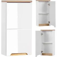 Lomadox Hängeschrank SOLNA-56 Badezimmer, Hochglanz weiß mit Wotaneiche, BxHxT ca. 35x70x20cm