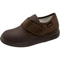 Fischer-Markenschuh Ortho Hausschuh aus Velour mit Stretchmaterial, Weite K, Klettverschluss