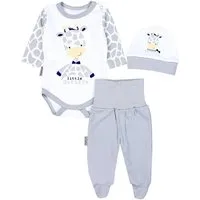 TupTam Langarmbody Baby Mädchen Jungen Bekleidungsset Langarmbody Hose Mütze mit Spruch