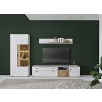 Home affaire Wohnwand HUDSON, (Set, 3-St), mit moderner Rillenoptik, Griffe aus Metall (Schwarz), Breite 285 cm