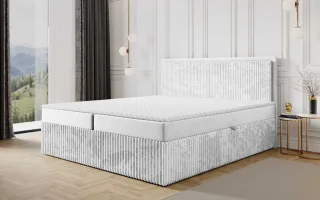 Boxspringbett Schlafzimmerbett HIDIS 160x200cm Stoff Vito Hellgrau