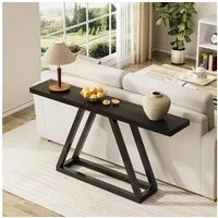 Tribesigns Konsolentisch 160 cm schmaler Sofatisch hinter der Couch, Eingangstisch, Schwarz