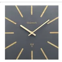 Holzwerk Funkwanduhr Eckige Designer Loft Funk Holz Wand Uhr (Nahezu lautloses Uhrwerk, analog, 25 cm)