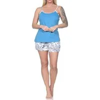 Normann Pyjama Ärmelloser Damen Spaghetti Träger Shorty Pyjama in floralem Print