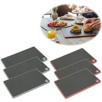 LS-LebenStil Frühstücksbrett 6x Kunststoff Essbrettchen 23x16cm 6´er Set Grau Rutschfest, Kunststoff, (Küchenbrett Grau Schwarz, rutschfester Rand in Grün / Rosa Koralle, 2-St., Frühstücksbretter Schneidebretter - rundes Loch zum Aufhängen), Kleines 