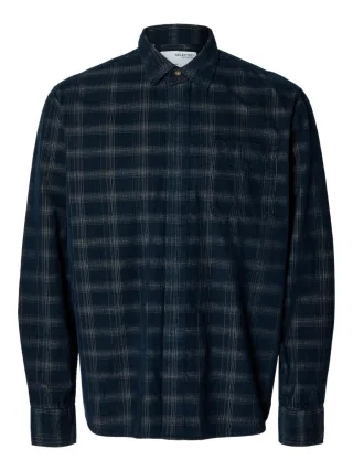 selected men - Karohemd - Slhrelax-Cord blau - Gr. - S