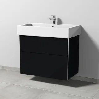 Sanipa 3way Waschtischunterbau zu Duravit Vero Waschtisch mit 2 Auszügen, Schwarz-Matt BS71708