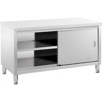 Royal Catering Arbeitstisch 150 x 70 cm Arbeitsschrank Edelstahltisch Schiebetüren Gastro, verschiedene Größen
