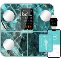 Healthkeep Körper-Analyse-Waage Intelligente Körperanalysewaage 15 Körperdaten mit großem VA-Display, Digitale Waage Impedanzmessung Bluetooth, App für Android und iOS Max. 180kg/400lb/28st