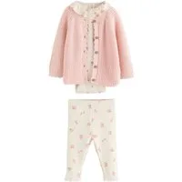 Next Body & Leggings 3-teiliges Baby Set mit Strickjacke (3-tlg)