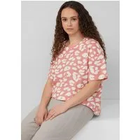 QS Kurzarmshirt T-Shirt Verkürztes T-Shirt mit All-over-Print