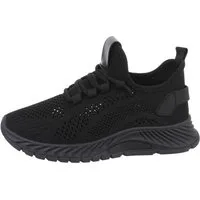 Ital-Design Leichte und atmungsaktive Damen-Sneaker für Komfort im Alltag Sneaker (85493290) Flach Sneakers Low in Schwarz