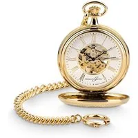 Hermann Jäckle Taschenuhr "Wien Vergoldet", Skelett-Handaufzug, 50 mm, mit Kette & Reiseetui, (inklusive Kette und Reiseetui), – Made in Germany, Elegante Herrenuhr