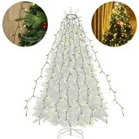 Salcar LED-Lichterkette Weihnachts Lichterkette Weihnachtsbaum LED Lichterkette mit Zauberstab, 1,5m Christbaumbeleuchtung mit Ring und 8 Girlanden, 200 LED Warmweiß