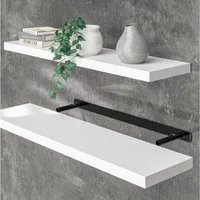 Casaria Wandboard, Weiß Hängeregal mit Halterung 15kg Tragkraft Küche Matt 90cm