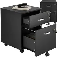 tectake Rollcontainer Rollschrank Vagur, 2 abschließbare Schubladen, mit 2 Schubladen für Dokumente im A4 Format