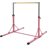 Hauki Turnreck Kinder Gymnastik Turnstangen Trainingsgeräte bis 100kg Indoor/Outdoor, Heimtraining Reckstange faltbar & höhenverstellbar 95,5-150cm Pink