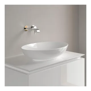 Villeroy und Boch Loop & friends Aufsatz-Waschtisch 4A470001 56x38cm, oval, ohne Hahnlochbank, mit Überlauf, weiß