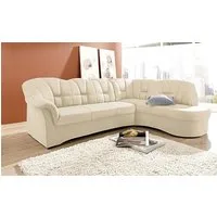 DOMO collection Ecksofa Papenburg, zeitlose Rückensteppung, elegante Armlehne, L-Form, mit Ottomane, wahlweise mit Bettfunktion