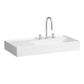 LAUFEN Kartell Waschtisch 8103390001111, 90x46cm, weiß, Ablage links, 1 Hahnloch, Saphirkeramik