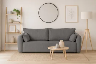 Sofa 3-Sitzer mit Schlaffunktion RUDEN in Stoff Raven Grau